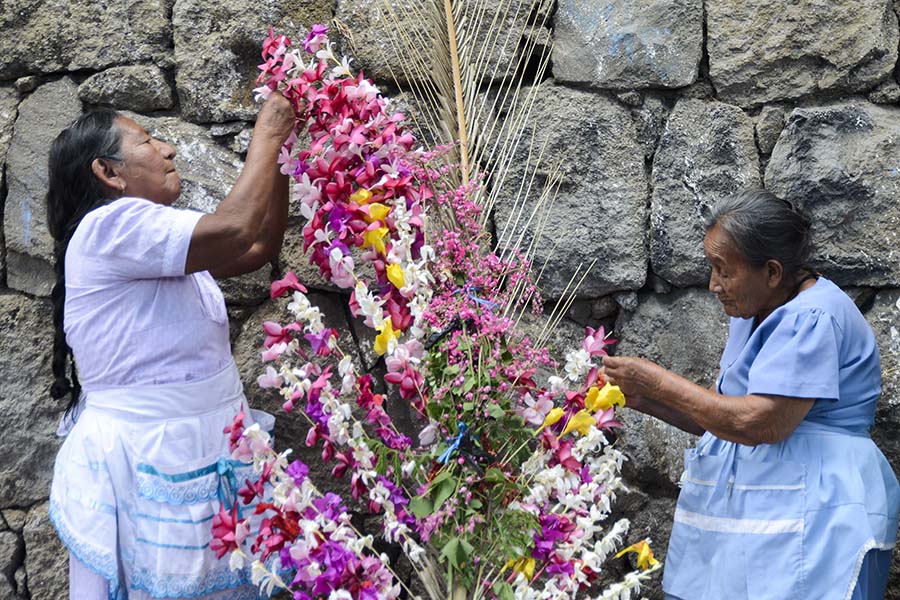 El municipio de Panchimalco, ubicado al sur de San Salvador, celebró la fiesta de las flores y palmas, una mezcla de tradiciones de la religión católica y la precolombina, en la que se da gracias por el inicio de la temporada de lluvias con una procesión llena de color y fe.