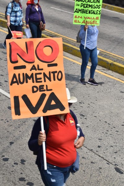 La reducción de oferta laboral, las pérdidas en la capacidad adquisitiva y el incremento del gasto público, los manifestantes también demandaron al Estado el no incremento de tarifas tributarias en el cobro de impuestos municipales, tarifa a la energía eléctrica y al Impuesto al Valor Agregado (IVA) en los productos y servicios de consumo.